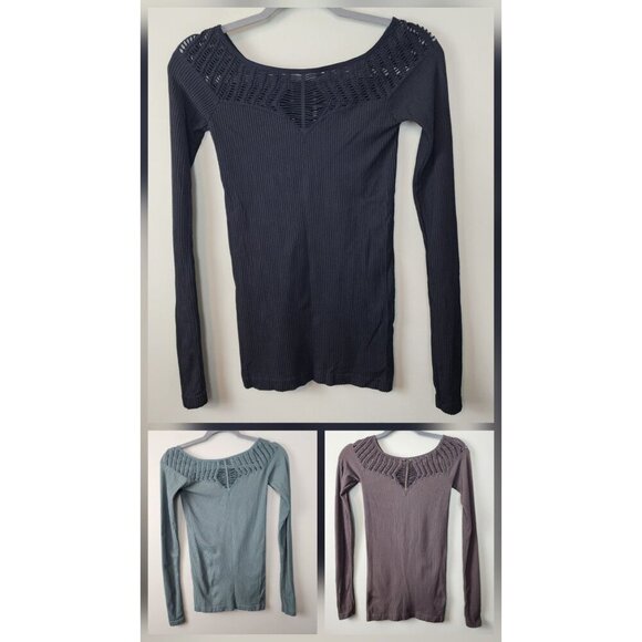 Intimately Free People sz M / L bundle 3 tops ribbed long sleeve laser cut out - Picture 1 of 14